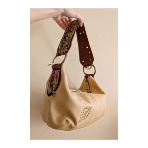 *RARE* Betsey Johnson Baroque Collection Bronze Bag Charm Embroidered Hobo Bag